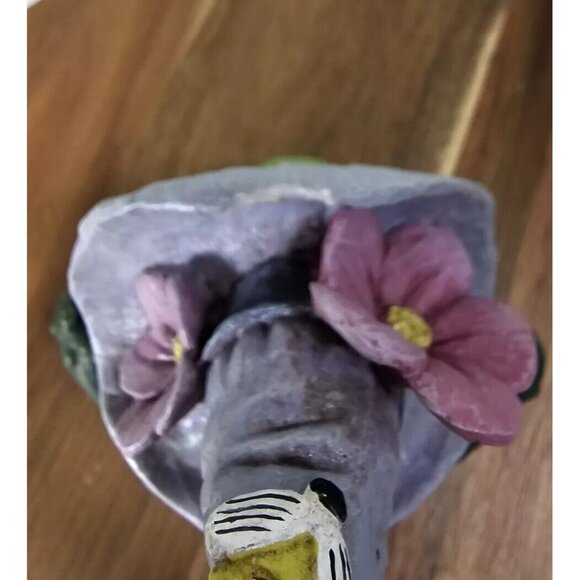 Vintage 90s Pete Apsit Frog Toad Figurine Large Eyes Spring Hat Bee See Pics - Picture 2 of 10